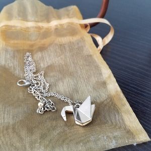 Golden Oragami Crane Necklace